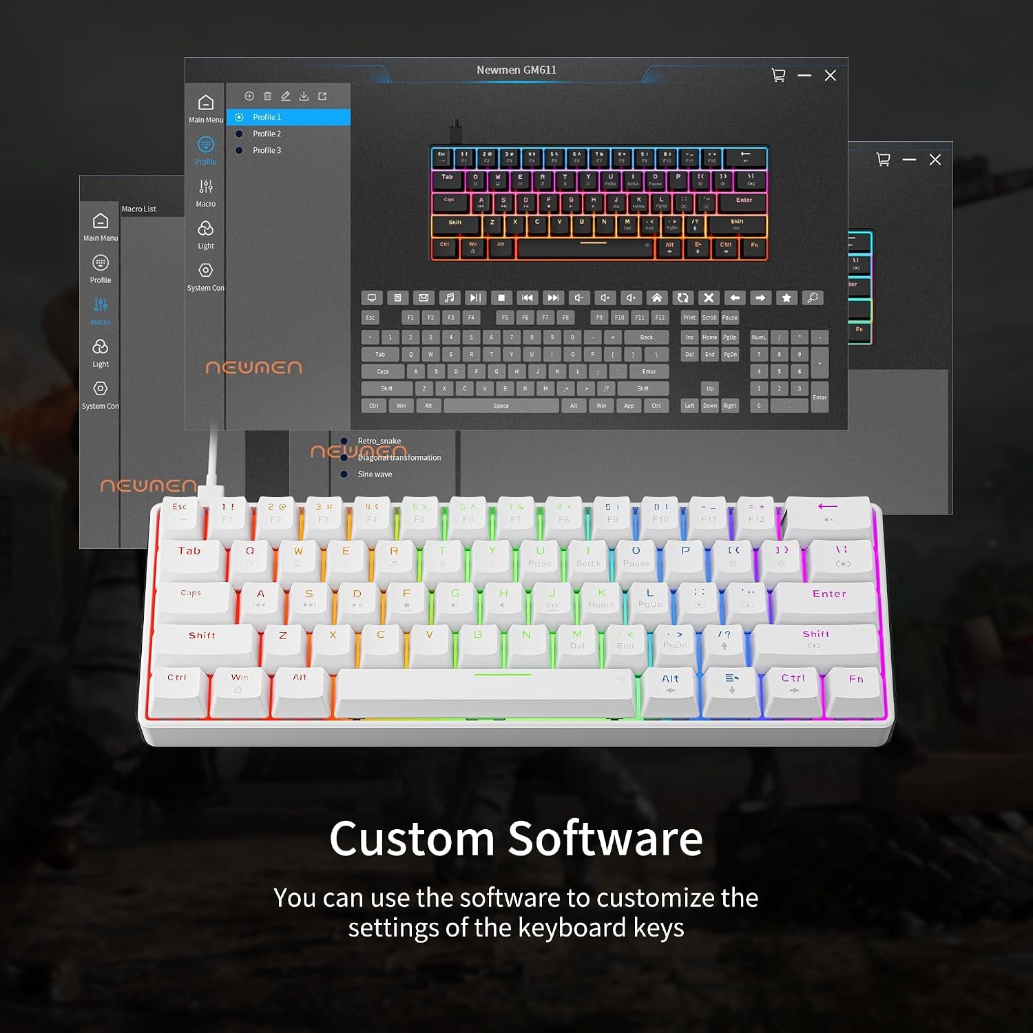 GM611 Gaming Keyboard,60% Percent Mechanical Keyboard Red Switches | 61 Keys,Led Backlit,Anti-Ghosting,White Keycaps ,Wired Gaming Keyboard,Qwerty,Pc, Windows, Gamer, Office, Typist Red Switches
