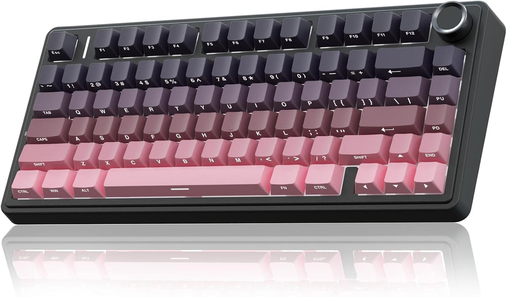 F75 75% Wireless Mechanical Keyboard,2.4Ghz/Type-C/Bt5.0 Gaming Keyboards,Advanced Structure,Side Engraved,Rgb Backlight,Hot Swappable Custom Keyboard for Pc/Mac (Black&Pink)