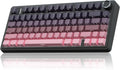F75 75% Wireless Mechanical Keyboard,2.4Ghz/Type-C/Bt5.0 Gaming Keyboards,Advanced Structure,Side Engraved,Rgb Backlight,Hot Swappable Custom Keyboard for Pc/Mac (Black&Pink)