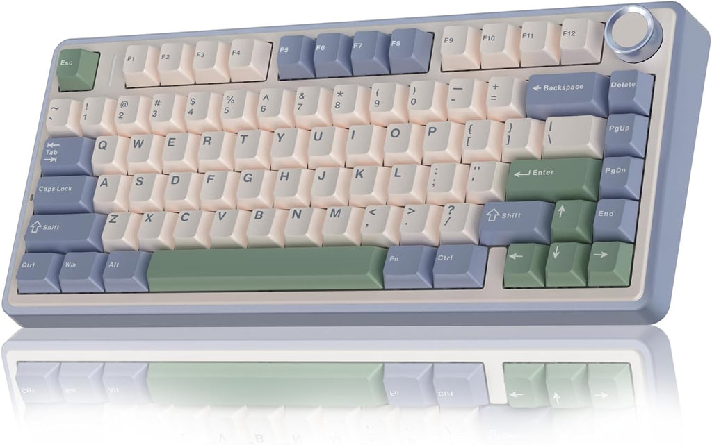 F75 75% Mechanical Gaming Keyboard,2.4Ghz/Type-C/Bt5.0 Wireless Mechanical Keyboards,Advanced Structure,Rgb Backlight,Creamy Sound,Hot Swappable Custom Keyboard(Beige Green)