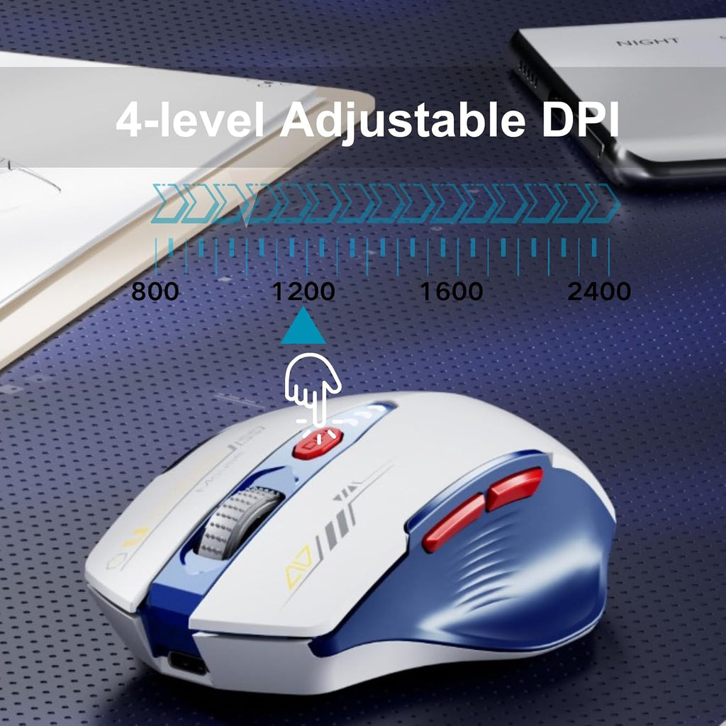 Wireless Mouse, 3-Mode Bluetooth 5.0/4.0 & 2.4Ghz, Rechargeable