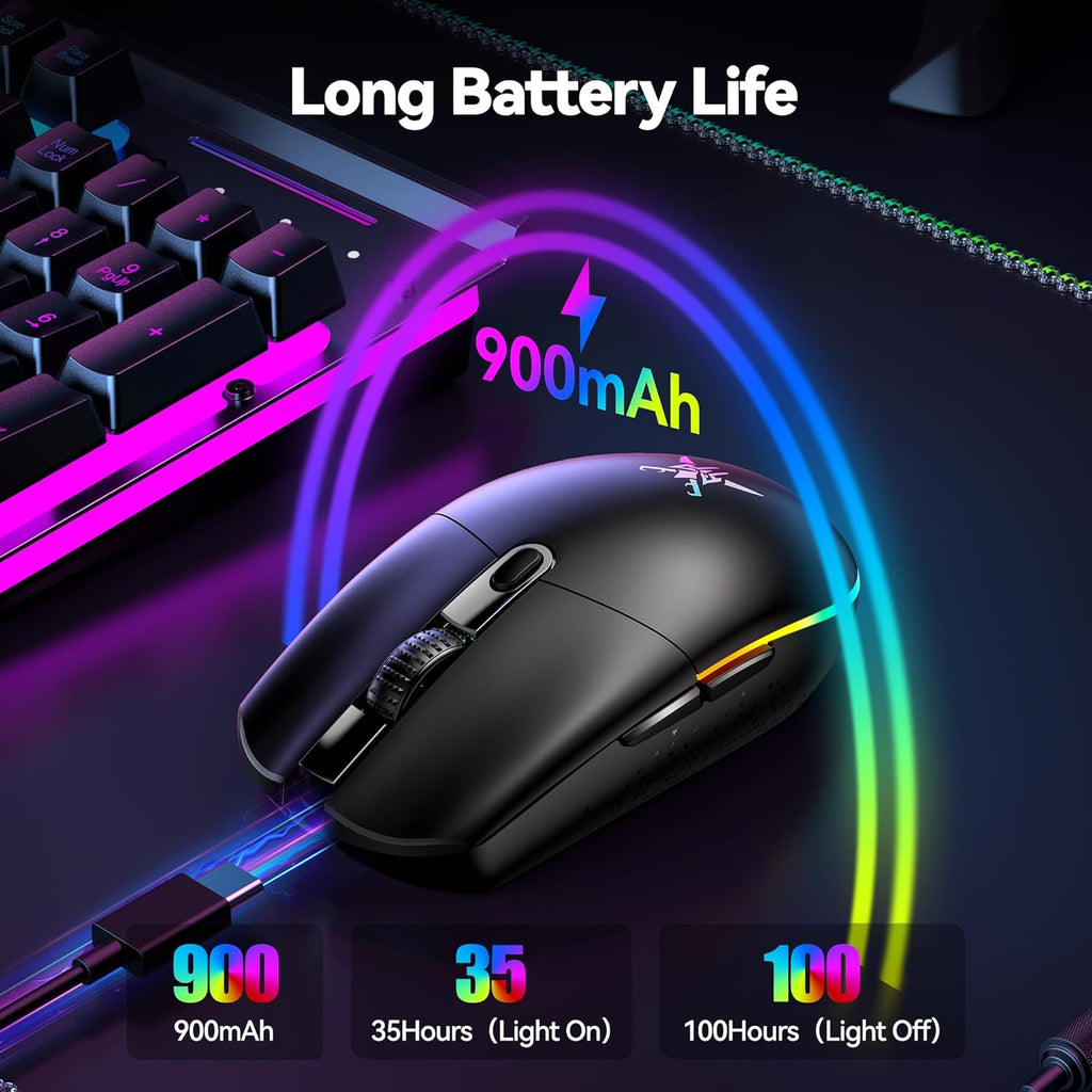 RGB Wireless Gaming Mouse 8000 DPI 6 Button, Wireless & Wired Mode