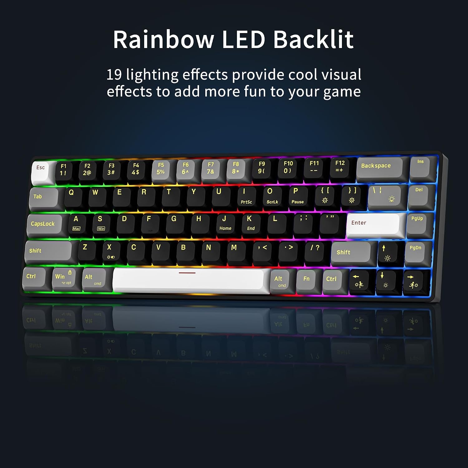 GM681 Wired Mechanical Keyboard,60% Gaming Keyboard,Led Backlit | Wired Mechanical Keyboard,60% Gaming Keyboard,Led Backlit,Compact,Usb,Ergonomic,Mini,Office,Pc,Laptop,Qwerty,Red Switches