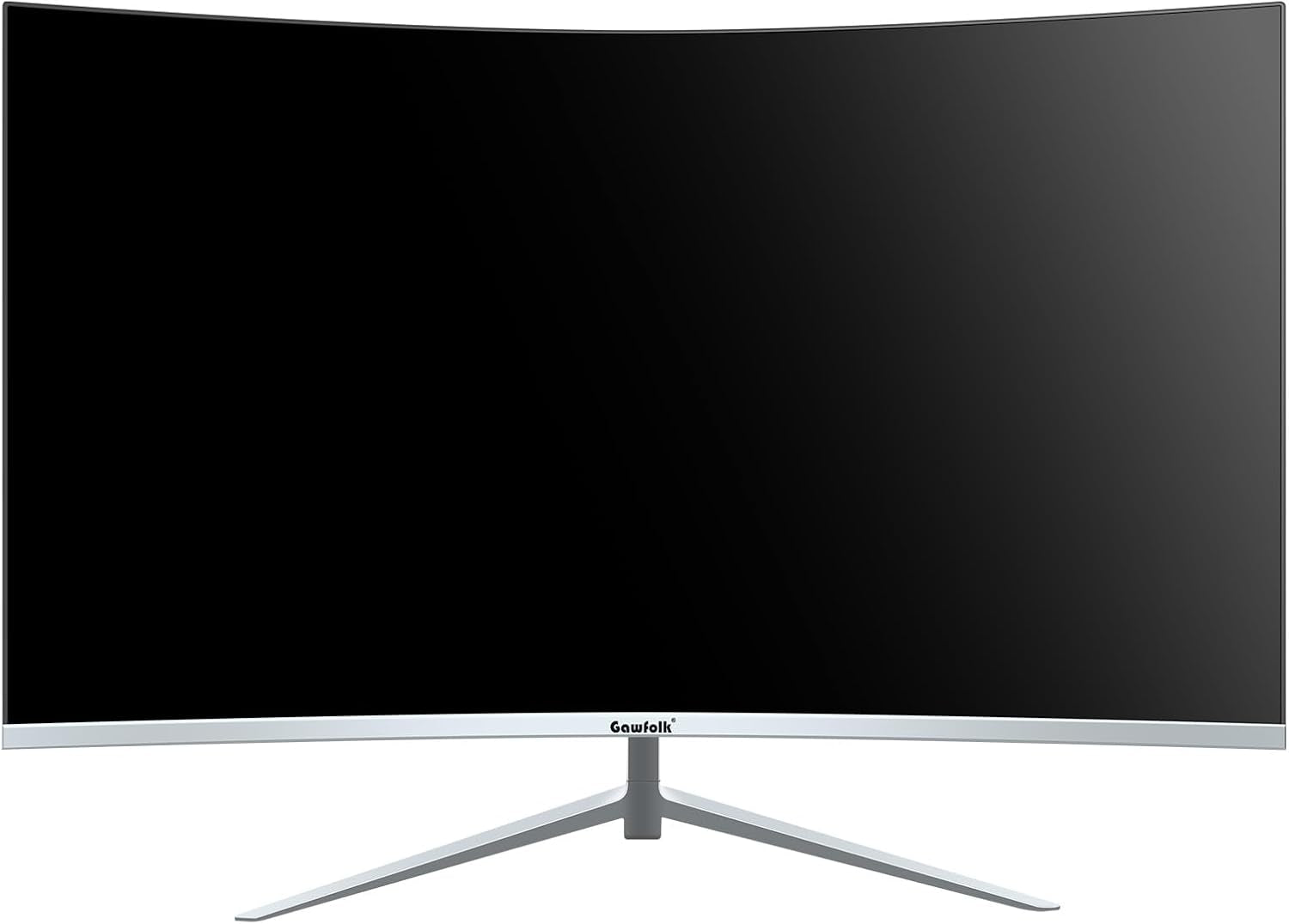 Curved Monitor 27 Inch 100Hz, PC Gaming Monitor with Speakers, AMD Freesync Full HD 1080P Ultra-Thin Zero Frame Display for Home Office Business (White)
