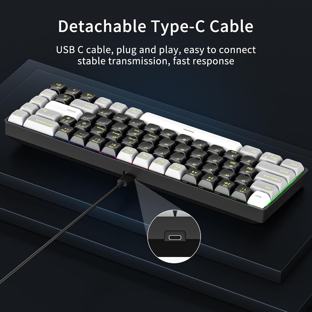 GM681 Wired Mechanical Keyboard,60% Gaming Keyboard,Led Backlit | Wired Mechanical Keyboard,60% Gaming Keyboard,Led Backlit,Compact,Usb,Ergonomic,Mini,Office,Pc,Laptop,Qwerty,Red Switches