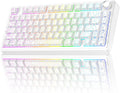 F75 75% Wireless Mechanical Keyboard,2.4Ghz/Type-C/Bt5.0 Gaming Keyboards,Advanced Structure,Side Engraved,Rgb Backlight,Hot Swappable Custom Keyboard for Pc/Mac (White)