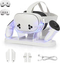 For Metaquest 3S/Quest 3 Charging Dock, VR Charger Station Stand for Metaquest 3S/3 Storage, W/Led Indicator Light and 2 Touch Controller Grips Rechargeable Batteries (White)