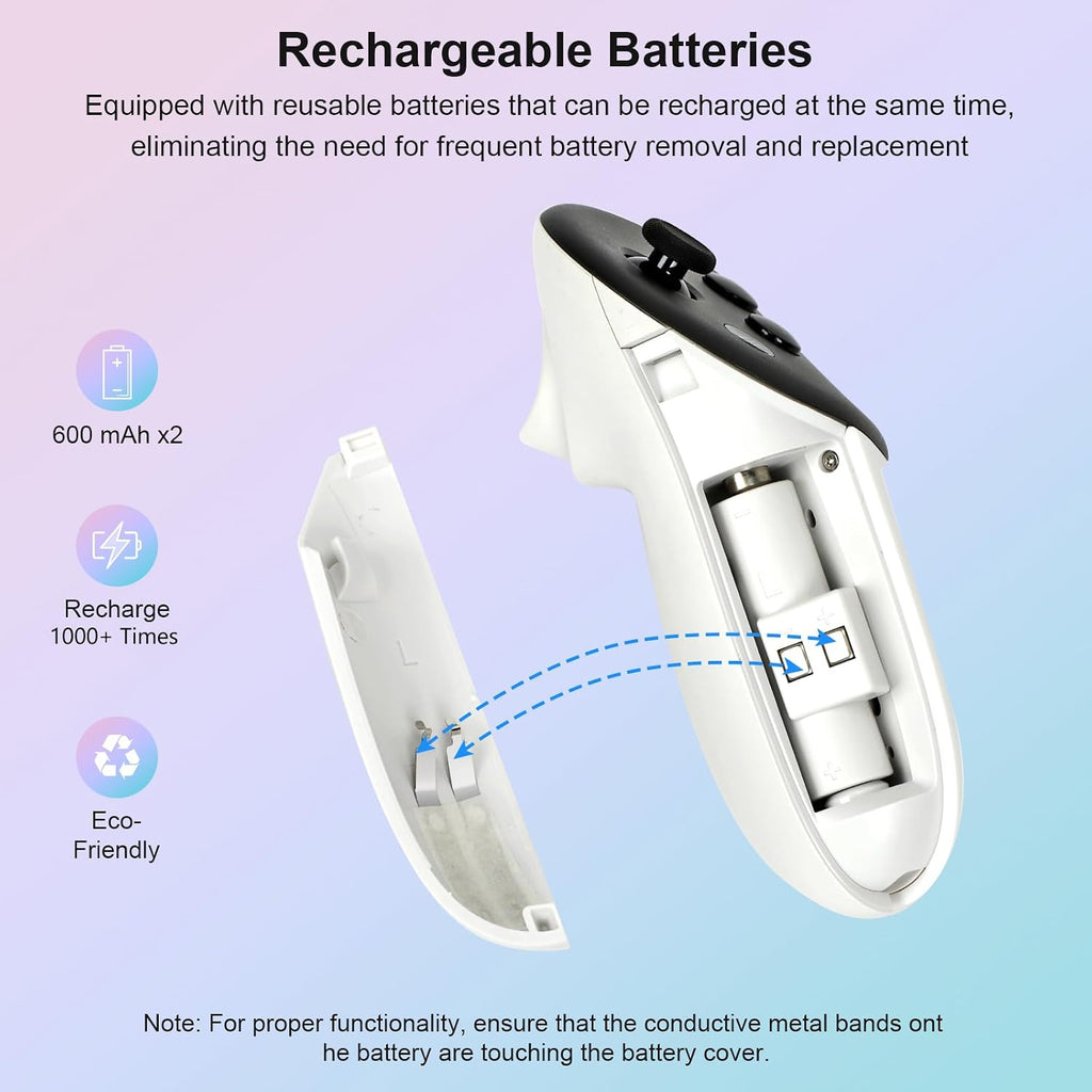 For Metaquest 3S/Quest 3 Charging Dock, VR Charger Station Stand for Metaquest 3S/3 Storage, W/Led Indicator Light and 2 Touch Controller Grips Rechargeable Batteries (White)