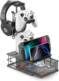 Headphone Stand with Drawer & Cable Organizer - Controller Stand Holder for Desk, Aluminum Supporting Bar Earphone Stand - Universal Headset Holder for Gaming PC Accessories Storage