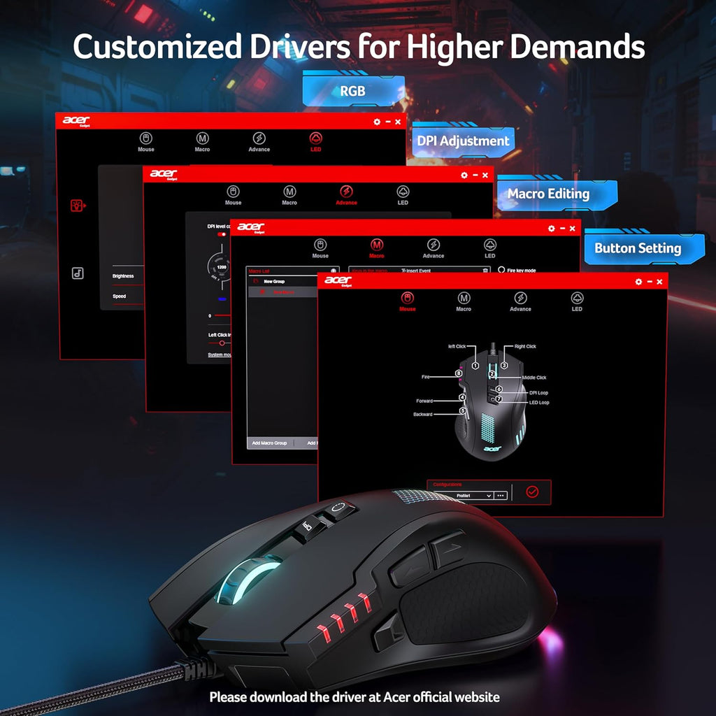 Wired Gaming Mouse, 12,800 DPI RGB Ergonomic Computer Mouse for PC