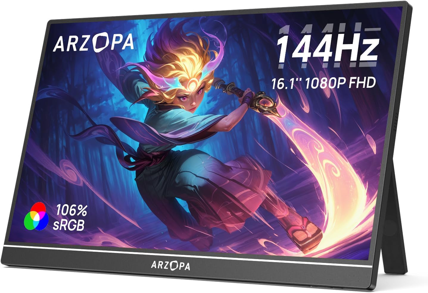 16.1" 144Hz Portable Gaming Monitor 106% Srgb FHD HDR 144Hz Gaming Monitor, Ultra Slim - Eye Protection-External Second Screen for Laptop/Pc/Mac/Ps3/4/5/Xbox - Z1FC