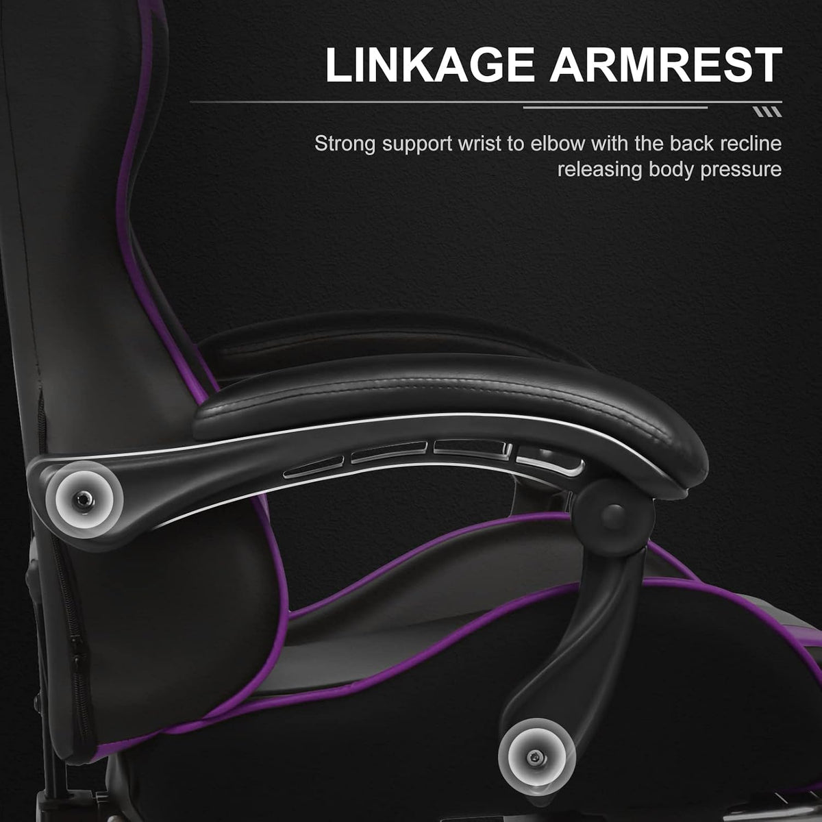 Gaming Chair, Massage Computer Chairs with Footrest, Headrest and Lumbar Support Height Adjustable Ergonomic 360°-Swivel PC Chair Purple