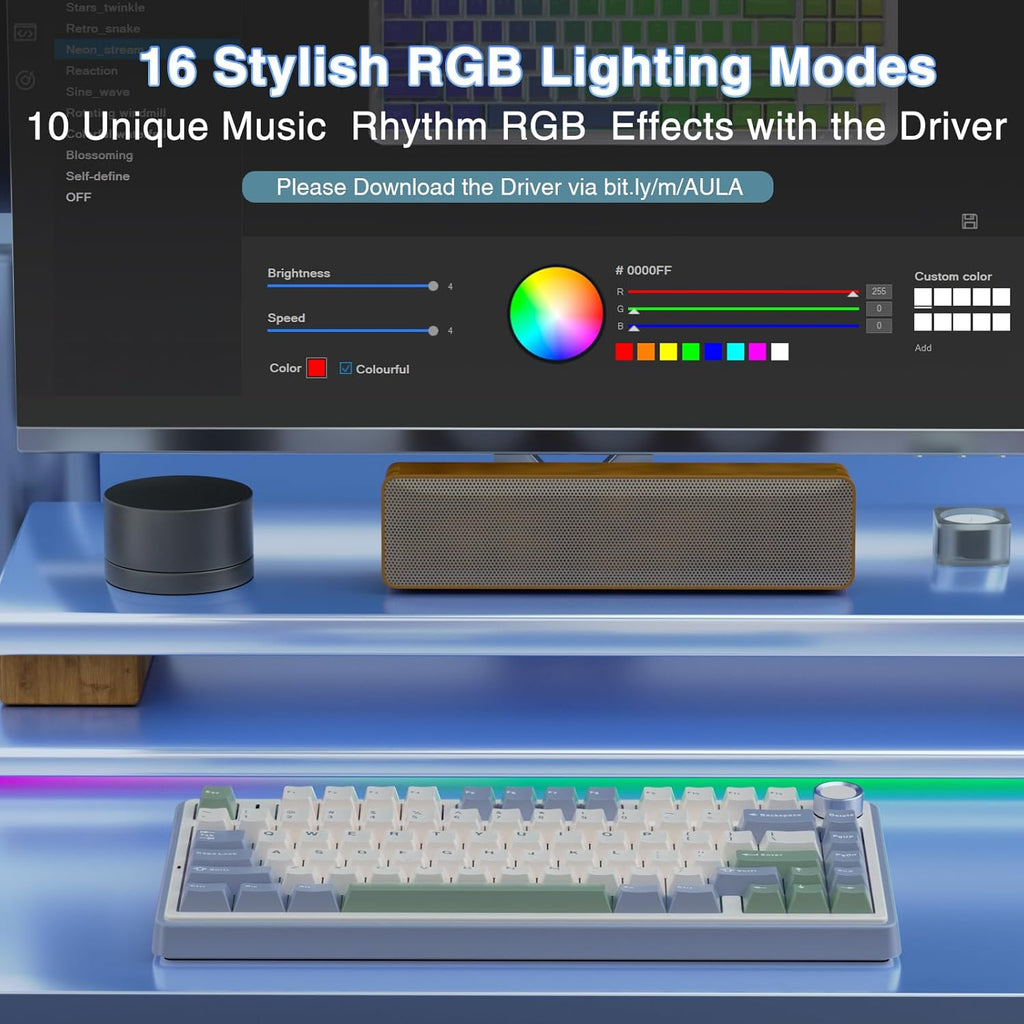 F75 75% Mechanical Gaming Keyboard,2.4Ghz/Type-C/Bt5.0 Wireless Mechanical Keyboards,Advanced Structure,Rgb Backlight,Creamy Sound,Hot Swappable Custom Keyboard(Beige Green)