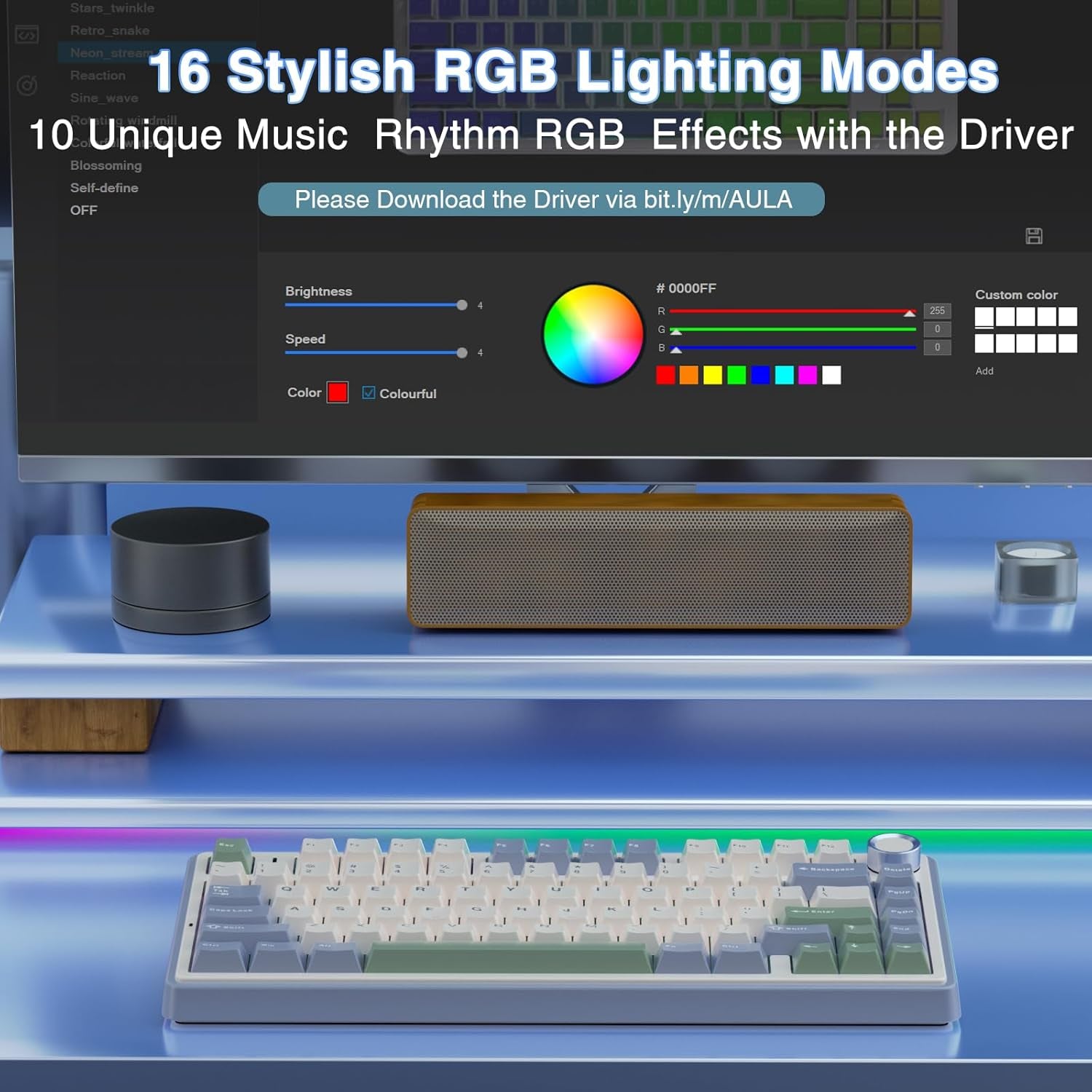 F75 75% Mechanical Gaming Keyboard,2.4Ghz/Type-C/Bt5.0 Wireless Mechanical Keyboards,Advanced Structure,Rgb Backlight,Creamy Sound,Hot Swappable Custom Keyboard(Beige Green)