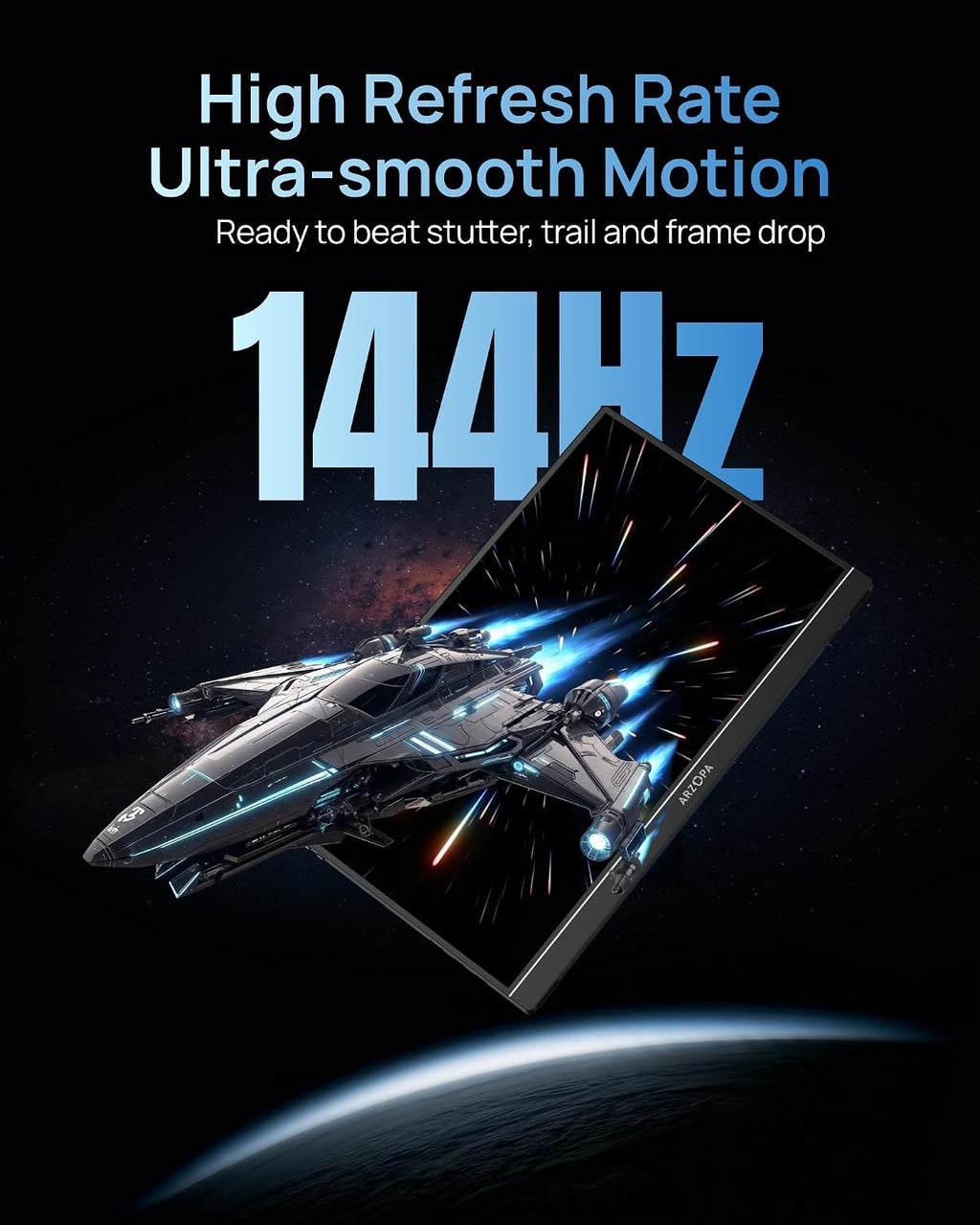 16.1" 144Hz Portable Gaming Monitor 106% Srgb FHD HDR 144Hz Gaming Monitor, Ultra Slim - Eye Protection-External Second Screen for Laptop/Pc/Mac/Ps3/4/5/Xbox - Z1FC