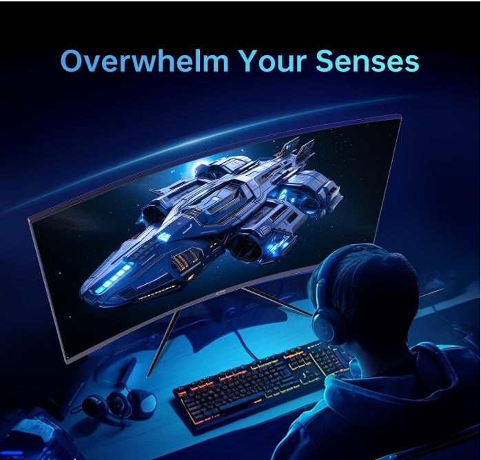 32 Inch Curved Gaming Monitor, Full HD 1080P@240Hz Monitor, VA 1500R, 1Ms, Adaptive Sync, HDR10, HDMI 2.0 / DP1.4, 125% Srgb, VESA, Compatible with Desktop, Laptop, PS5, Xbox, Switch and More