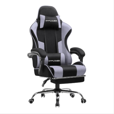 Gaming Chair, Massage Computer Chairs with Footrest, Headrest and Lumbar Support Height Adjustable Ergonomic 360°-Swivel PC Chair Purple