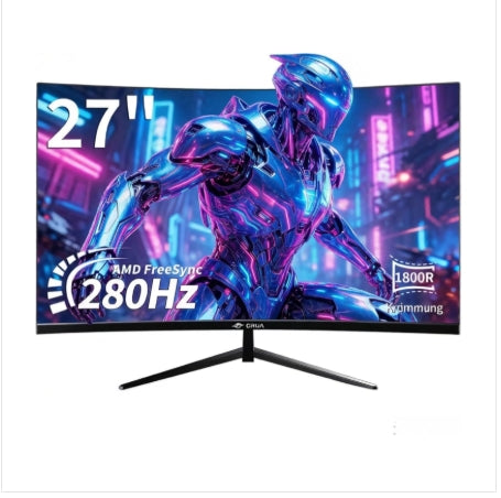 27 Inch 280Hz Curved Gaming Monitor, Full HD 1080P 1800R Frameless Computer Monitor, 1Ms GTG with Freesync, Low Motion Blur, Eye Care, VESA, Displayport, HDMI, Black