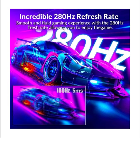 27 Inch 280Hz Curved Gaming Monitor, Full HD 1080P 1800R Frameless Computer Monitor, 1Ms GTG with Freesync, Low Motion Blur, Eye Care, VESA, Displayport, HDMI, Black
