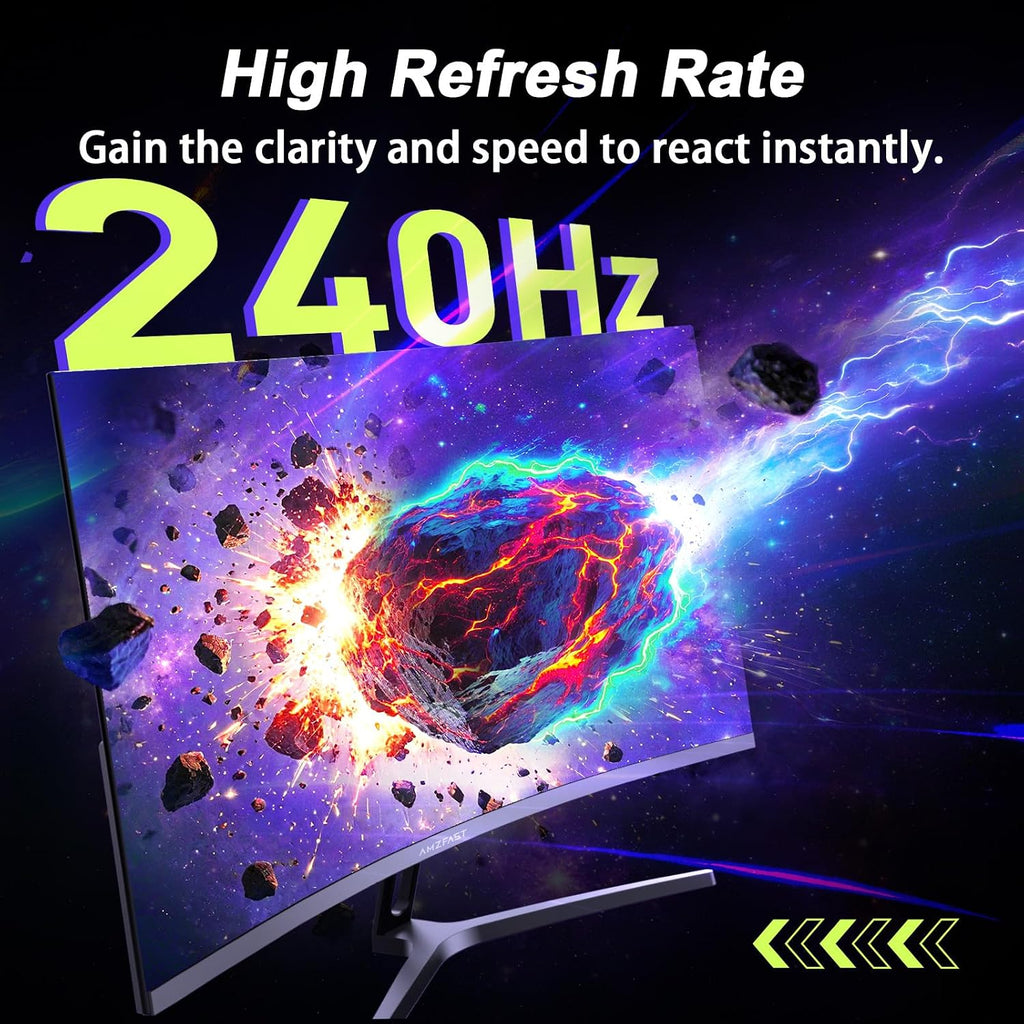32 Inch Curved Gaming Monitor - 240Hz, Full HD 1920X1080P, 1Ms MPRT, Adaptive-Sync, 3500:1 Contrast, DCI-P3 90%, Srgb 125%, HDR, VA 1500R, VESA 100X100Mm, HDMI2.0&DP1.4 - AMZG32C1F