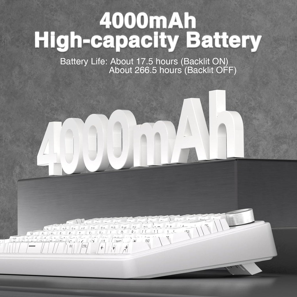 F75 75% Wireless Mechanical Keyboard,2.4Ghz/Type-C/Bt5.0 Gaming Keyboards,Advanced Structure,Side Engraved,Rgb Backlight,Hot Swappable Custom Keyboard for Pc/Mac (White)