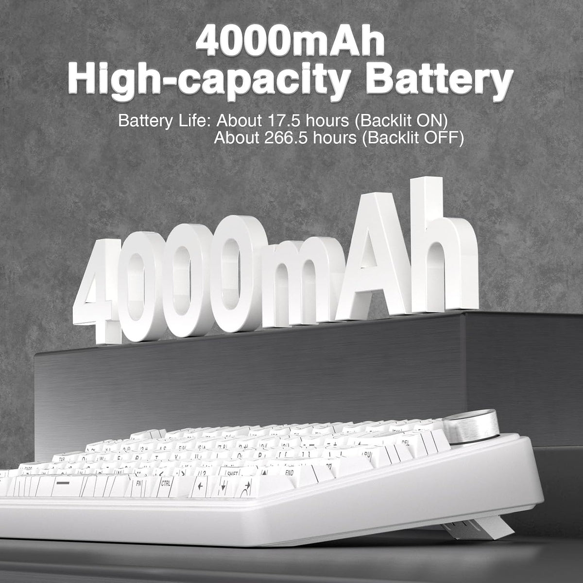 F75 75% Wireless Mechanical Keyboard,2.4Ghz/Type-C/Bt5.0 Gaming Keyboards,Advanced Structure,Side Engraved,Rgb Backlight,Hot Swappable Custom Keyboard for Pc/Mac (White)
