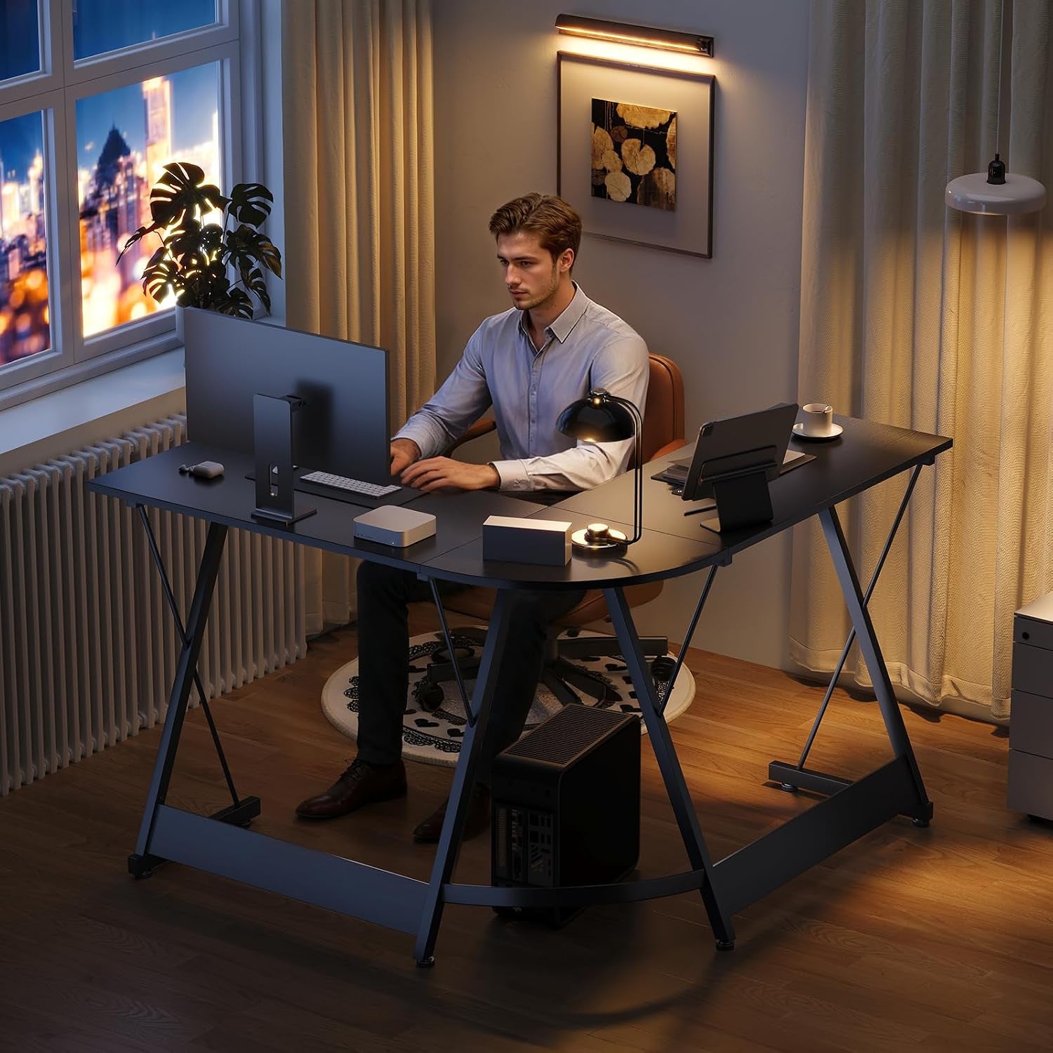 L Shaped Gaming Desk,120×120 Cm, Black