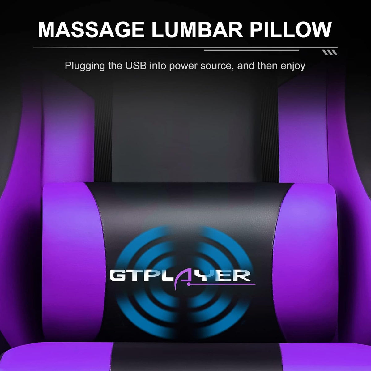 Gaming Chair, Massage Computer Chairs with Footrest, Headrest and Lumbar Support Height Adjustable Ergonomic 360°-Swivel PC Chair Purple