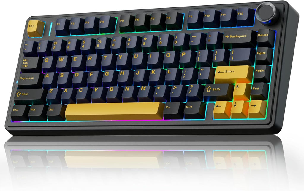 F75 75% Wireless Mechanical Keyboard,2.4Ghz/Type-C/Bt5.0 Gaming Keyboards,Advanced Structure,Rgb Backlight,Hot Swappable Custom Keyboard for Pc/Mac (Cool Black)