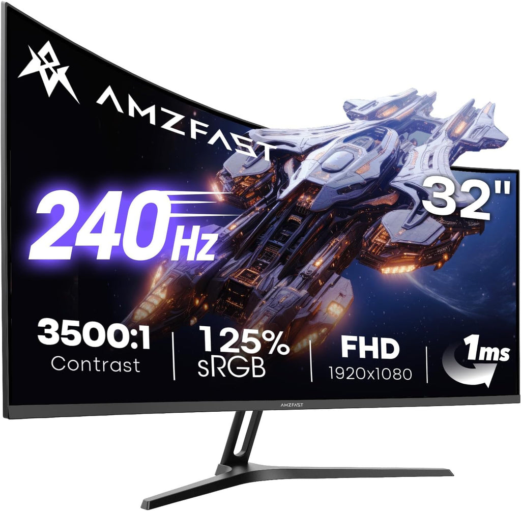 32 Inch Curved Gaming Monitor - 240Hz, Full HD 1920X1080P, 1Ms MPRT, Adaptive-Sync, 3500:1 Contrast, DCI-P3 90%, Srgb 125%, HDR, VA 1500R, VESA 100X100Mm, HDMI2.0&DP1.4 - AMZG32C1F