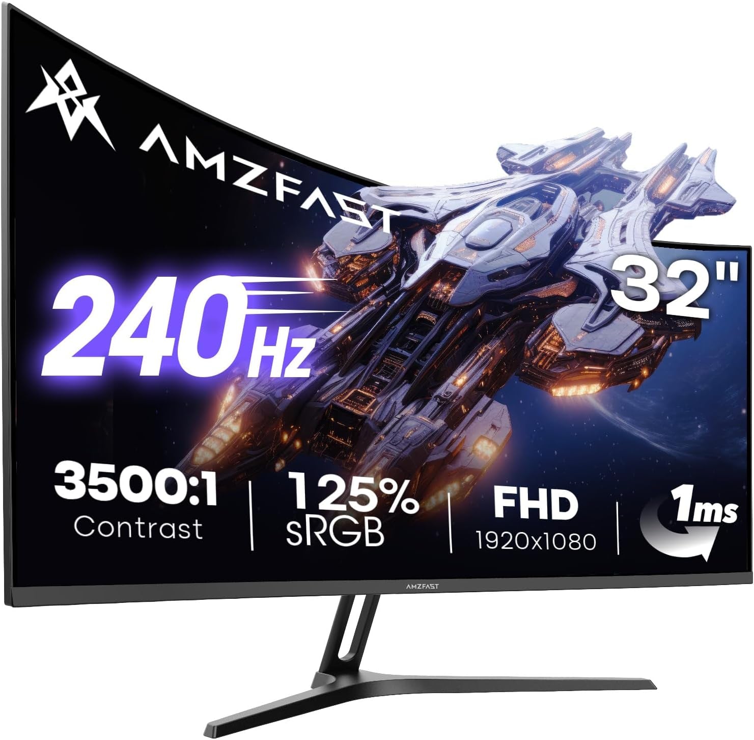 32 Inch Curved Gaming Monitor - 240Hz, Full HD 1920X1080P, 1Ms MPRT, Adaptive-Sync, 3500:1 Contrast, DCI-P3 90%, Srgb 125%, HDR, VA 1500R, VESA 100X100Mm, HDMI2.0&DP1.4 - AMZG32C1F