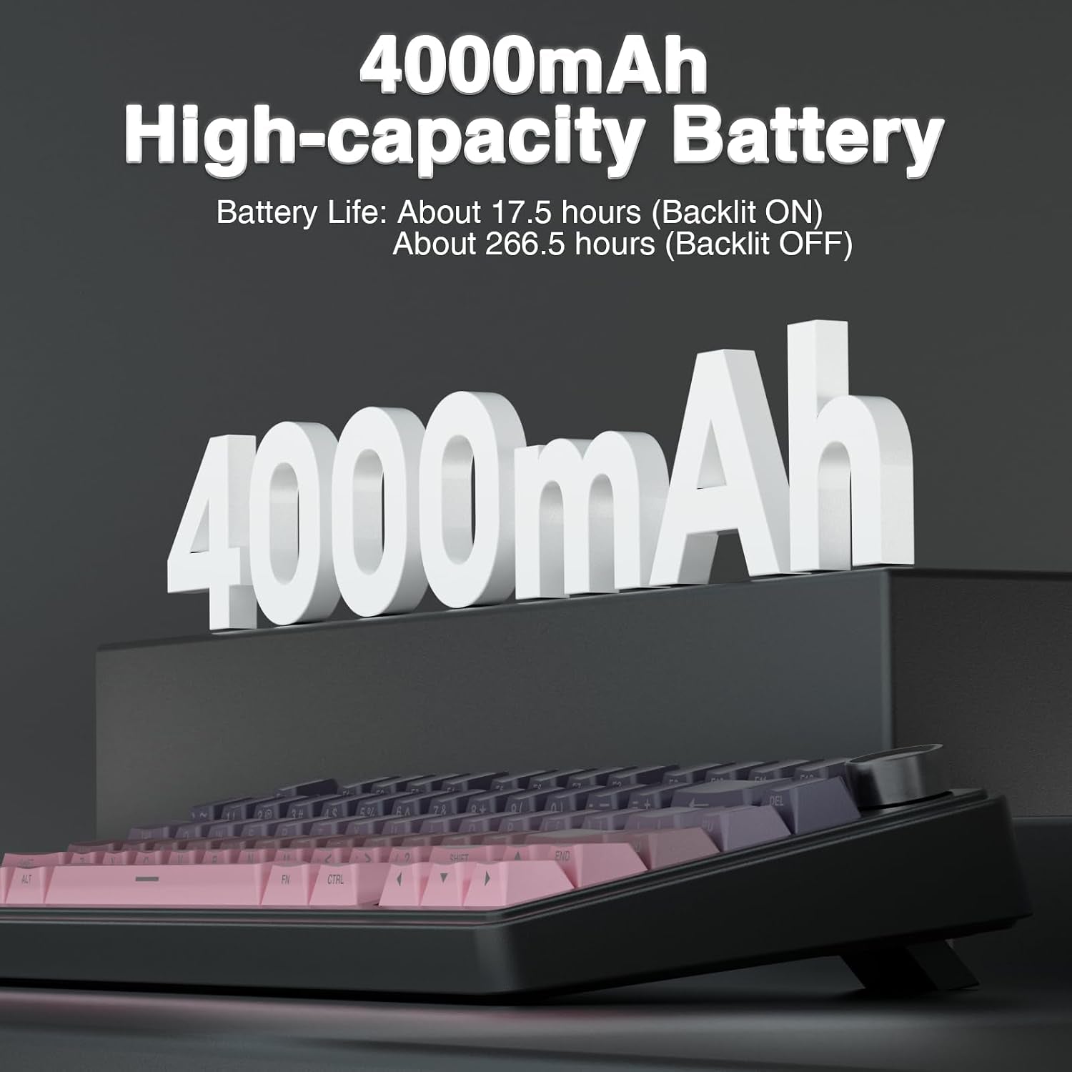 F75 75% Wireless Mechanical Keyboard,2.4Ghz/Type-C/Bt5.0 Gaming Keyboards,Advanced Structure,Side Engraved,Rgb Backlight,Hot Swappable Custom Keyboard for Pc/Mac (Black&Pink)