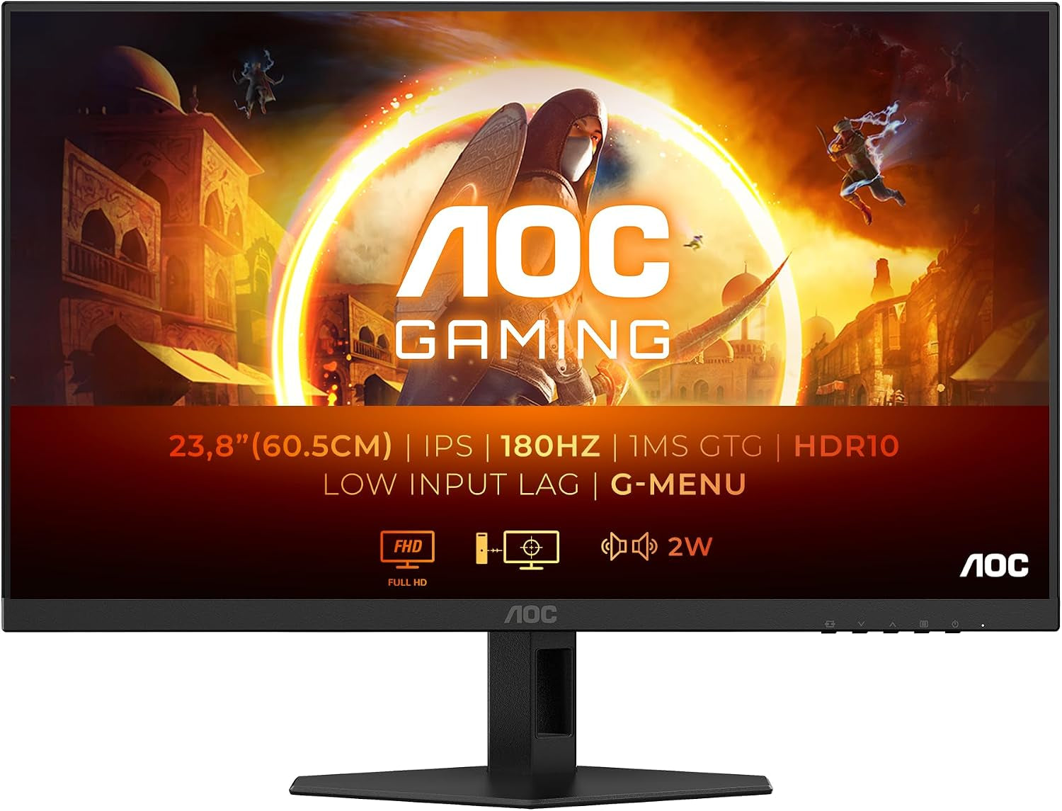 24G4XED 24 Inch FHD Gaming Monitor, 180Hz, Fast IPS Panel, 1Ms Gtg, HDR10, G-Sync Compatible, Speakers,(1920X1080 HDMI 2X 2.0) Schwarz