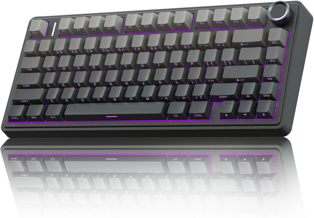 F75 75% Wireless Mechanical Keyboard,2.4Ghz/Type-C/Bt5.0 Gaming Keyboards,Advanced Structure,Side Engraved,Rgb Backlight,Hot Swappable Custom Keyboard for Pc/Mac (Black)