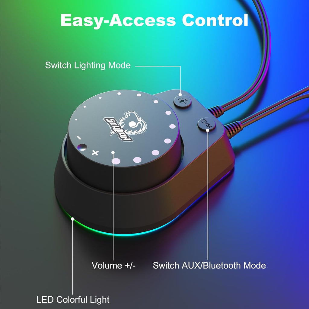C30 Bluetooth PC Speakers for Desktop, Monitor, Laptop, Gaming | 3.5Mm Aux Input, USB Powered, Stereo 2.0, Bluetooth 5.1, Colourful LED Lighting, 1 Pair, Black