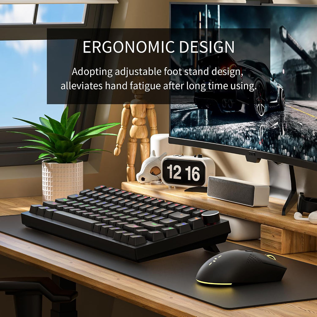 GM326 Mechanical Keyboard,Wired Gaming Keyboard,75% Percent Keyboard | Mechanical Keyboard,Wired Gaming Keyboard,75% Percent,Hot Swappable,Compact,Led Backlit,Usb C,Knob,Pc,Qwerty,Black,Red Switch